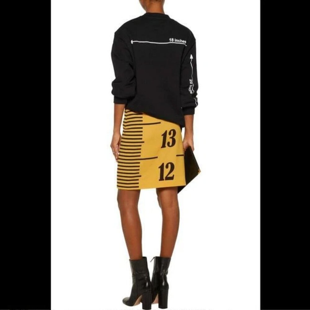 Moschino Couture Ruler Yellow Measure Tape Wool Lined Skirt $975 NWT USA 8 IT42 - Picture 4 of 13